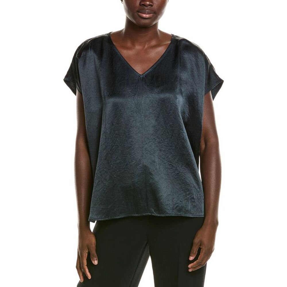 Eileen Fisher Womens V-Neck Square Top, Grey